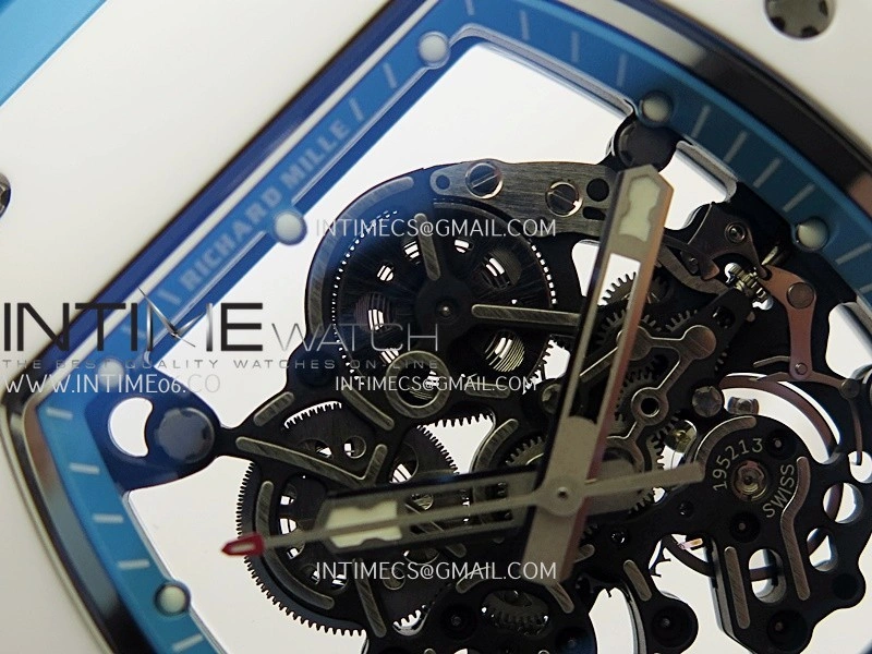 RM055 White Ceramic Blue Inner Bezel APSF 1:1 Best Edition On Blue Rubber Strap RMUL2 Super Clone