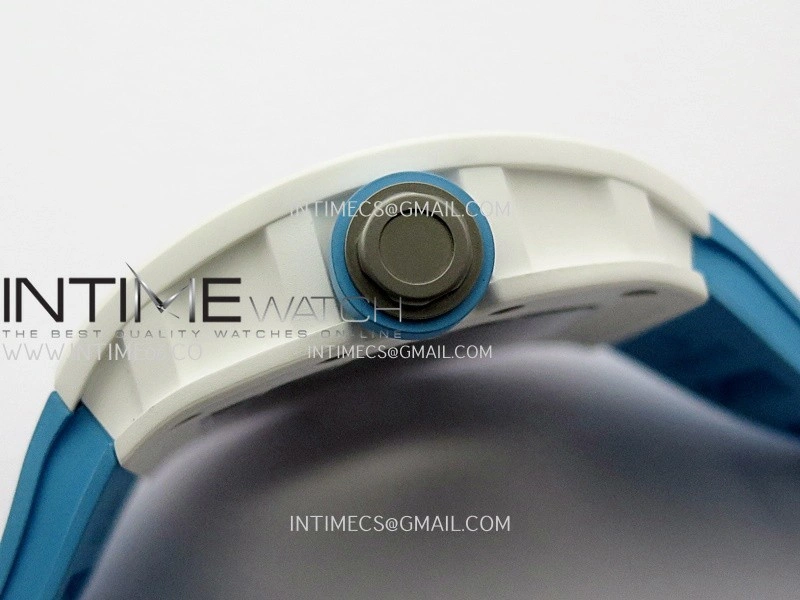 RM055 White Ceramic Blue Inner Bezel APSF 1:1 Best Edition On Blue Rubber Strap RMUL2 Super Clone