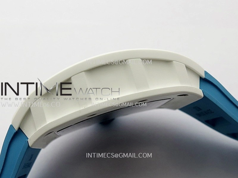 RM055 White Ceramic Blue Inner Bezel APSF 1:1 Best Edition On Blue Rubber Strap RMUL2 Super Clone