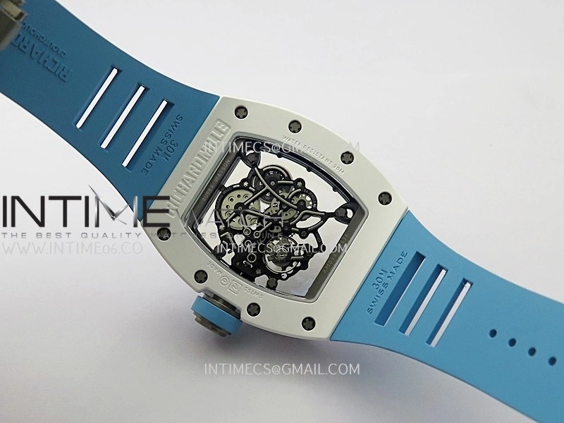 RM055 White Ceramic Blue Inner Bezel APSF 1:1 Best Edition On Blue Rubber Strap RMUL2 Super Clone
