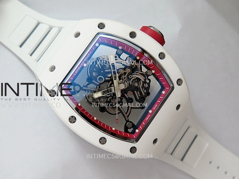 RM055 White Ceramic Red Inner Bezel APSF 1:1 Best Edition On White Rubber Strap RMUL2 Super Clone