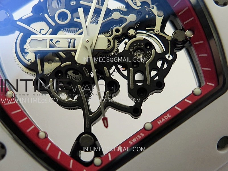 RM055 White Ceramic Red Inner Bezel APSF 1:1 Best Edition On White Rubber Strap RMUL2 Super Clone