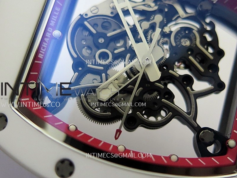 RM055 White Ceramic Red Inner Bezel APSF 1:1 Best Edition On White Rubber Strap RMUL2 Super Clone