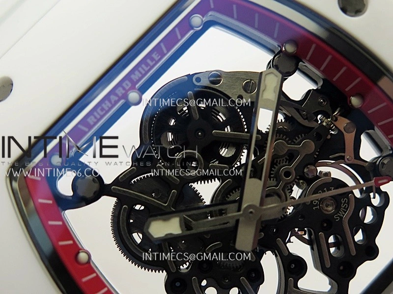 RM055 White Ceramic Red Inner Bezel APSF 1:1 Best Edition On White Rubber Strap RMUL2 Super Clone