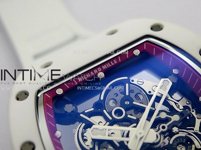 RM055 White Ceramic Red Inner Bezel APSF 1:1 Best Edition On White Rubber Strap RMUL2 Super Clone