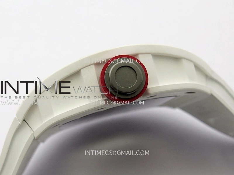 RM055 White Ceramic Red Inner Bezel APSF 1:1 Best Edition On White Rubber Strap RMUL2 Super Clone