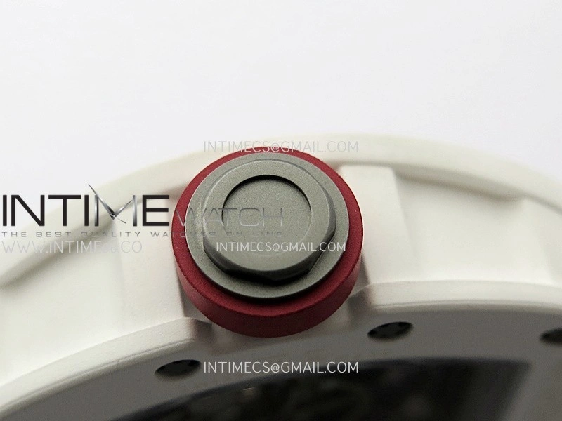 RM055 White Ceramic Red Inner Bezel APSF 1:1 Best Edition On White Rubber Strap RMUL2 Super Clone