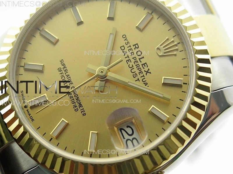 DateJust 31mm 178271 SS YG APSF Best Edition YG Dial Sticks Markers on Oyster Bracelet A2824