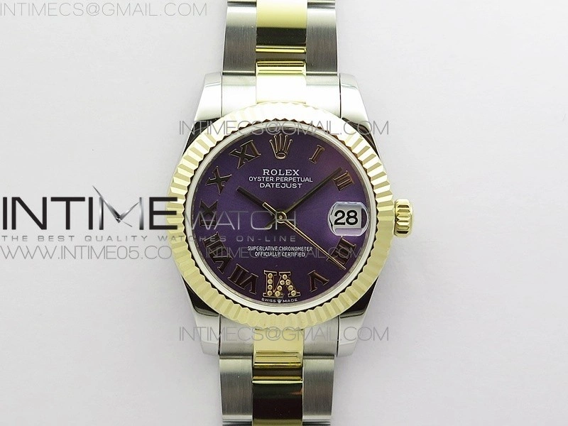 Datejust 31mm 278273 SS YG BP Best Edition Purple Roman Markers Dial on SS YG Oyster Bracelet