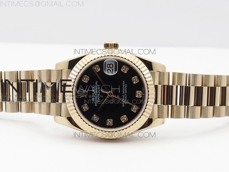 Datejust 31mm 278275 RG BP Best Edition Black Crystal Markers Dial on RG President Bracelet