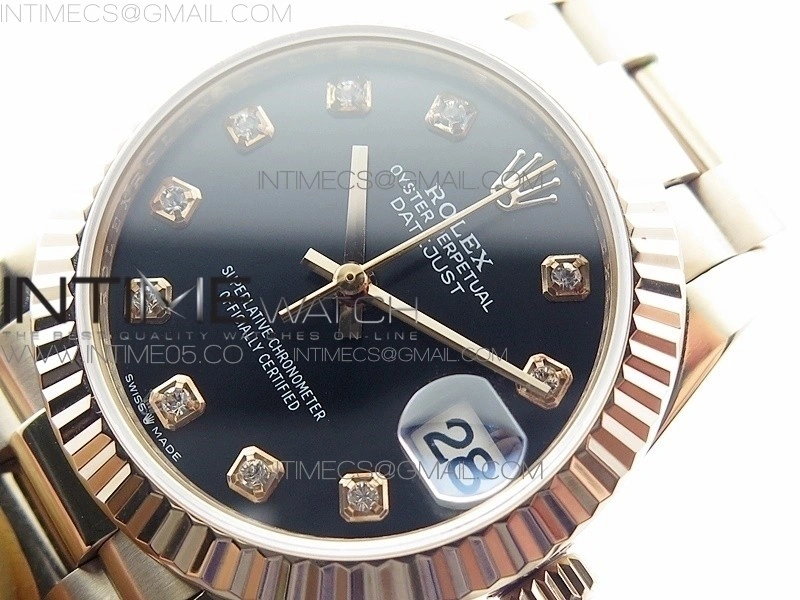 Datejust 31mm 278275 RG BP Best Edition Black Crystal Markers Dial on RG President Bracelet