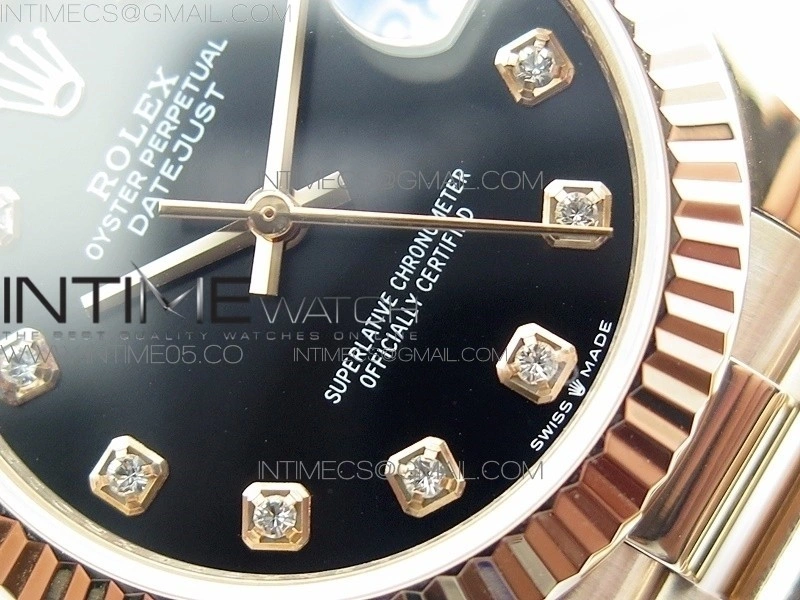 Datejust 31mm 278275 RG BP Best Edition Black Crystal Markers Dial on RG President Bracelet