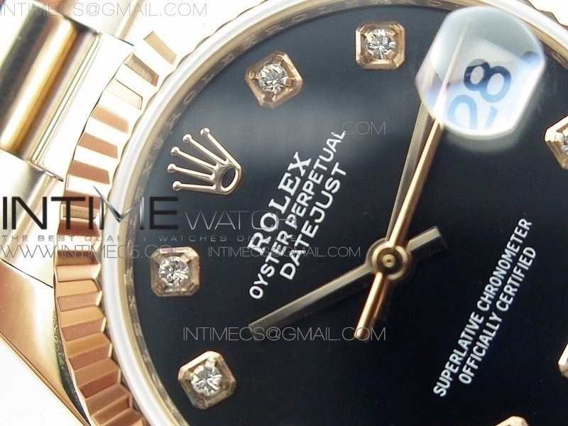 Datejust 31mm 278275 RG BP Best Edition Black Crystal Markers Dial on RG President Bracelet