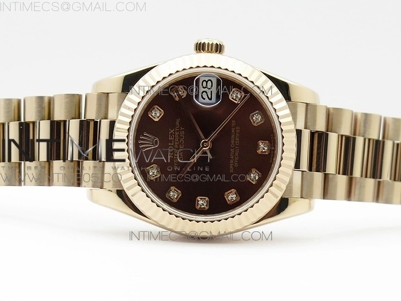 Datejust 31mm 278275 RG BP Best Edition Brown Crystal Markers Dial on RG President Bracelet