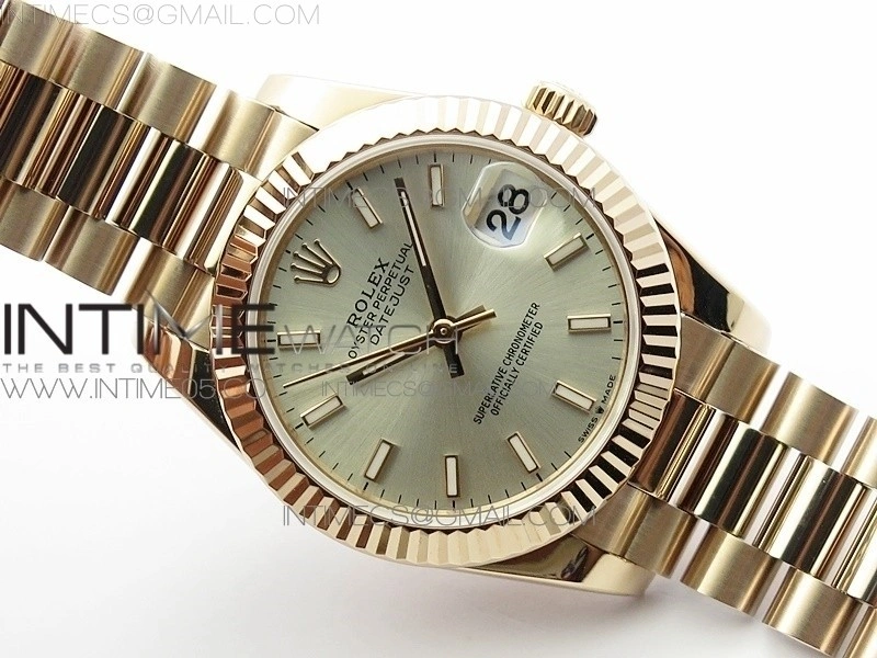 Datejust 31mm 278275 RG BP Best Edition Silver Sticks Markers Dial on RG President Bracelet