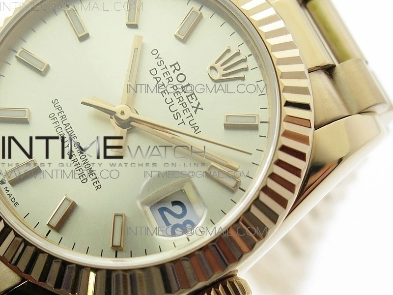 Datejust 31mm 278275 RG BP Best Edition Silver Sticks Markers Dial on RG President Bracelet