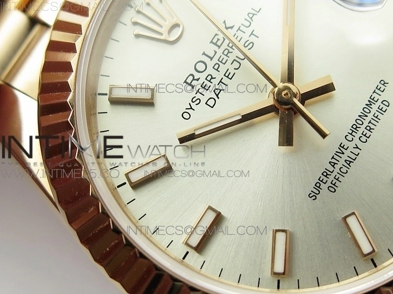 Datejust 31mm 278275 RG BP Best Edition Silver Sticks Markers Dial on RG President Bracelet