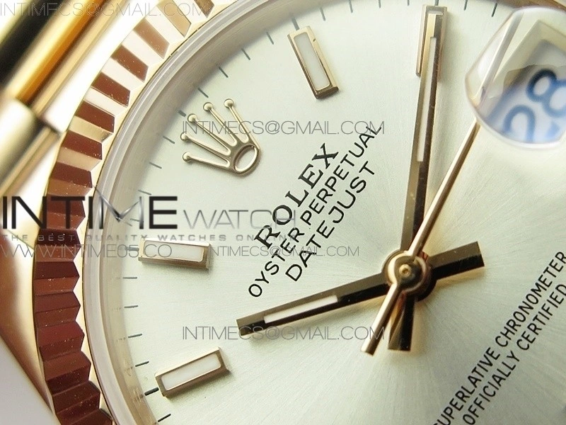 Datejust 31mm 278275 RG BP Best Edition Silver Sticks Markers Dial on RG President Bracelet