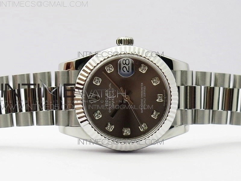 Datejust 31mm 278275 SS BP Best Edition Gray Crystals Markers Dial on SS President Bracelet