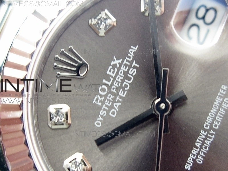Datejust 31mm 278275 SS BP Best Edition Gray Crystals Markers Dial on SS President Bracelet