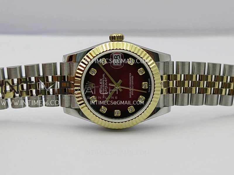 DateJust 31mm 904L SS YG GMF Best Edition Red Ombre Dial On 904L SS YG Jubilee Bracelet A2824