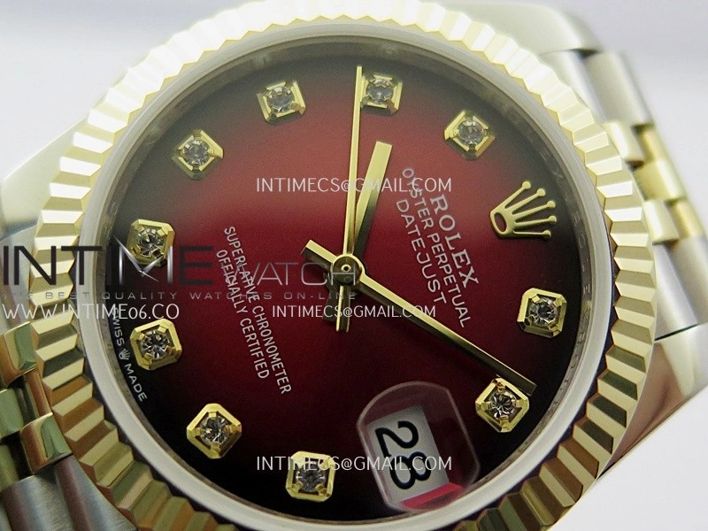 DateJust 31mm 904L SS YG GMF Best Edition Red Ombre Dial On 904L SS YG Jubilee Bracelet A2824