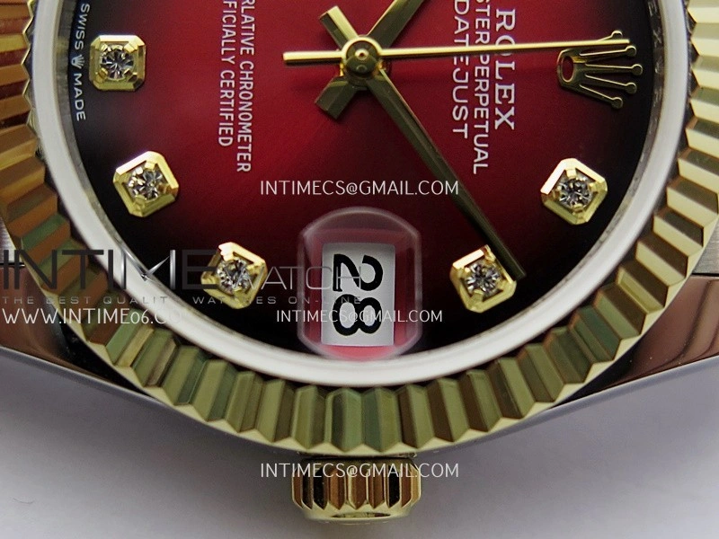 DateJust 31mm 904L SS YG GMF Best Edition Red Ombre Dial On 904L SS YG Jubilee Bracelet A2824