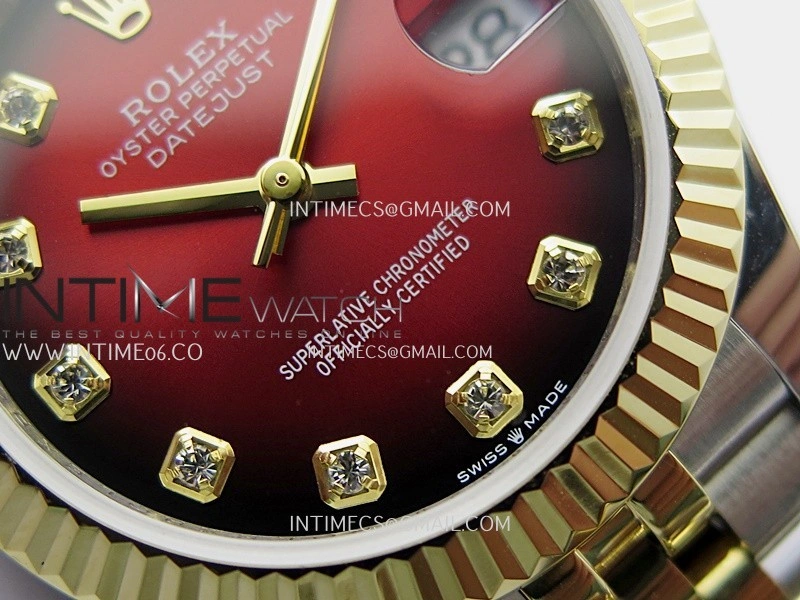 DateJust 31mm 904L SS YG GMF Best Edition Red Ombre Dial On 904L SS YG Jubilee Bracelet A2824