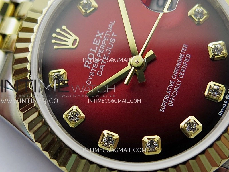 DateJust 31mm 904L SS YG GMF Best Edition Red Ombre Dial On 904L SS YG Jubilee Bracelet A2824