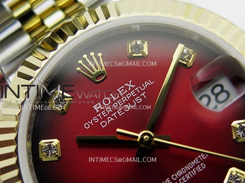 DateJust 31mm 904L SS YG GMF Best Edition Red Ombre Dial On 904L SS YG Jubilee Bracelet A2824