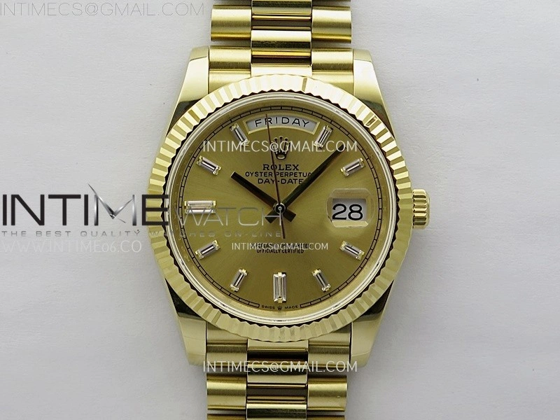 Day Date 228238 40mm 904L YG QF Gain Weight Gold Dial T Dia Markers on YG President Bracelet A2836