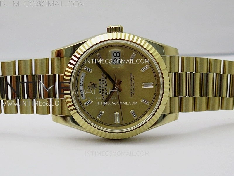 Day Date 228238 40mm 904L YG QF Gain Weight Gold Dial T Dia Markers on YG President Bracelet A2836