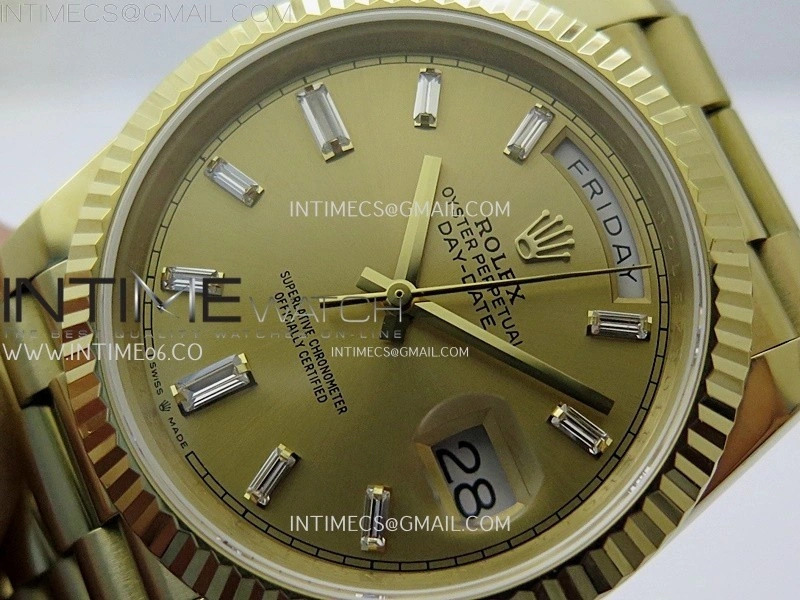 Day Date 228238 40mm 904L YG QF Gain Weight Gold Dial T Dia Markers on YG President Bracelet A2836