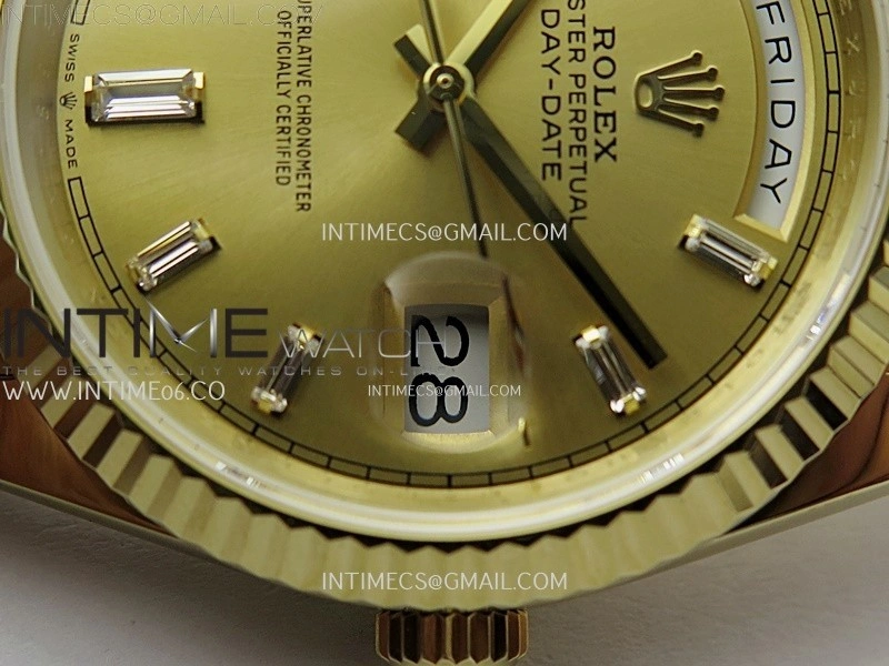 Day Date 228238 40mm 904L YG QF Gain Weight Gold Dial T Dia Markers on YG President Bracelet A2836