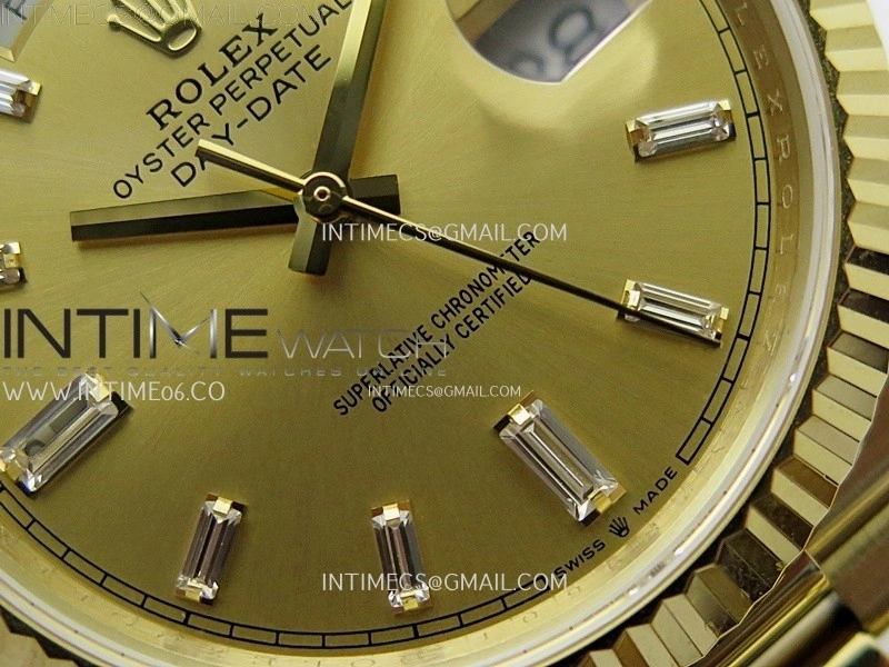 Day Date 228238 40mm 904L YG QF Gain Weight Gold Dial T Dia Markers on YG President Bracelet A2836