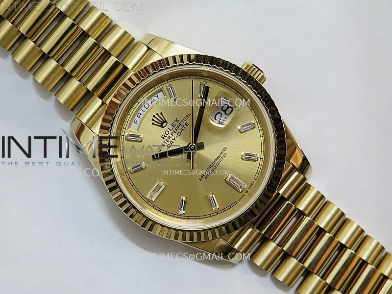 Day Date 228238 40mm 904L YG QF Gain Weight Gold Dial T Dia Markers on YG President Bracelet A2836