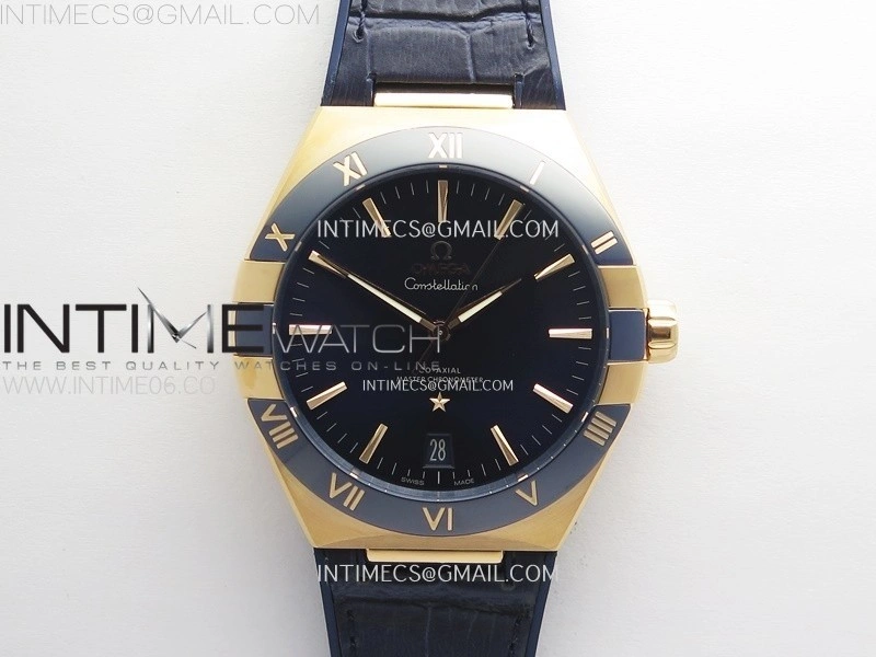Constellation 41mm Blue Ceramic Bezel RG VSF 1:1 Best Edition Blue Dial on Blue Gummy Strap A8900