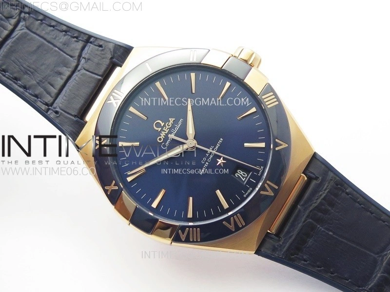 Constellation 41mm Blue Ceramic Bezel RG VSF 1:1 Best Edition Blue Dial on Blue Gummy Strap A8900