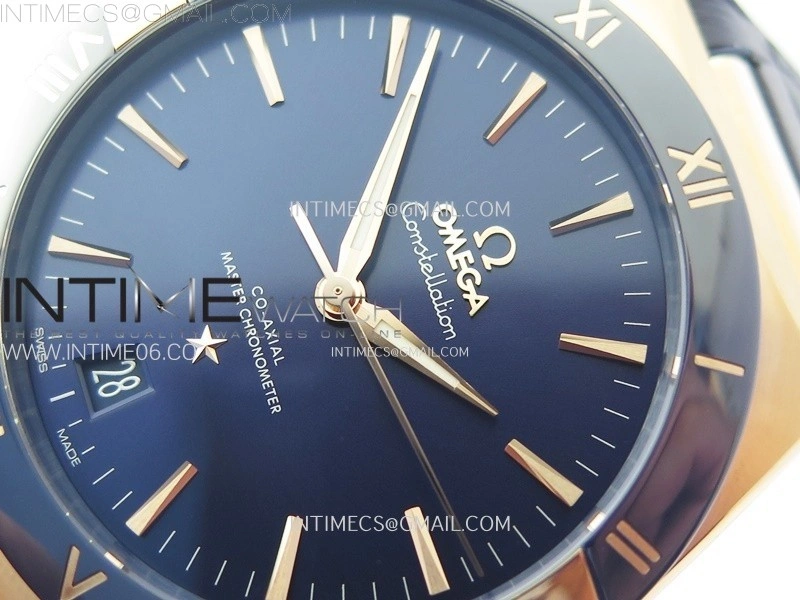 Constellation 41mm Blue Ceramic Bezel RG VSF 1:1 Best Edition Blue Dial on Blue Gummy Strap A8900