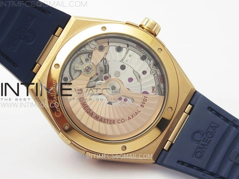 Constellation 41mm Blue Ceramic Bezel RG VSF 1:1 Best Edition Blue Dial on Blue Gummy Strap A8900