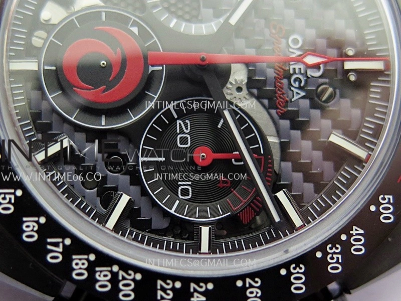 Speedmaster 44mm Ceramic SMF 1:1 Best Edition Carbon Skeleton Dial On Black Leather Strap A3869