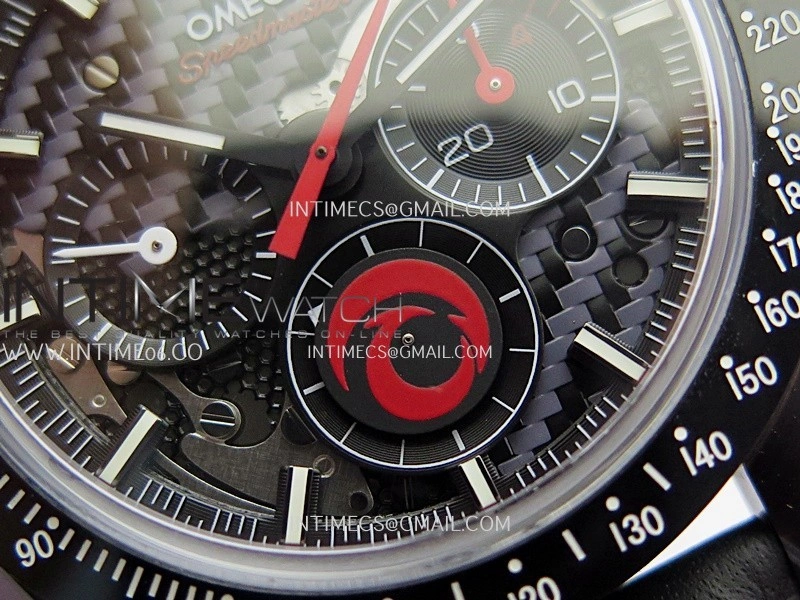 Speedmaster 44mm Ceramic SMF 1:1 Best Edition Carbon Skeleton Dial On Black Leather Strap A3869