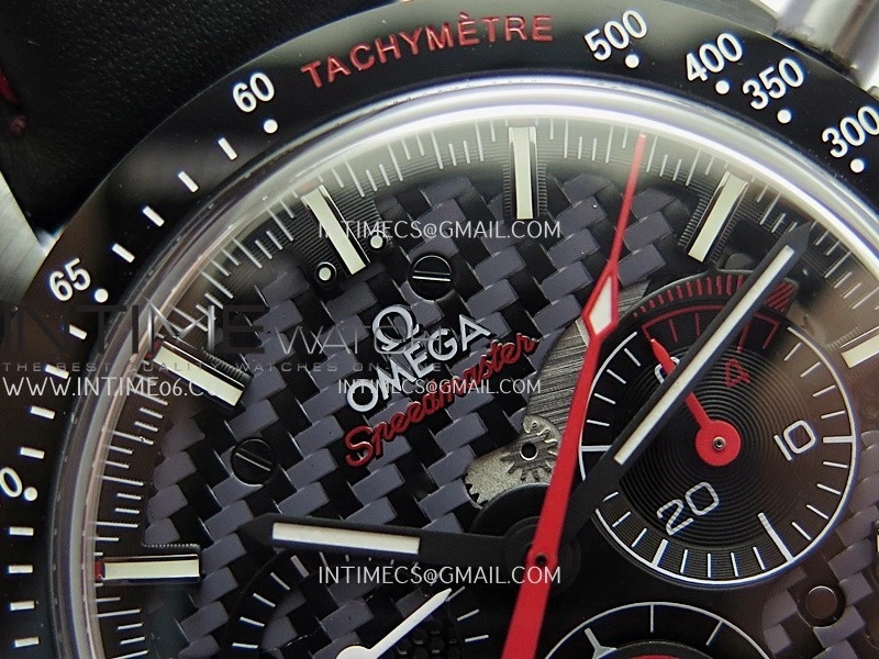 Speedmaster 44mm Ceramic SMF 1:1 Best Edition Carbon Skeleton Dial On Black Leather Strap A3869