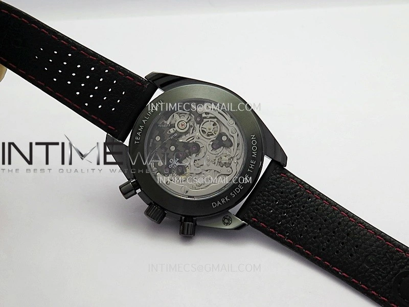 Speedmaster 44mm Ceramic SMF 1:1 Best Edition Carbon Skeleton Dial On Black Leather Strap A3869
