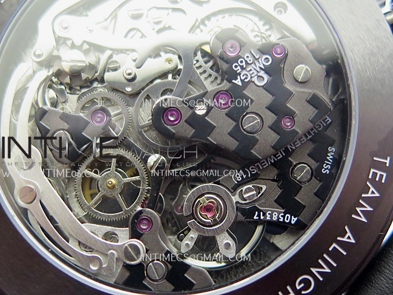 Speedmaster 44mm Ceramic SMF 1:1 Best Edition Carbon Skeleton Dial On Black Leather Strap A3869