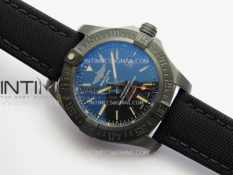 Avenger BlackBird 44mm DLC GF 1:1 Best Edition Titanium Case Black Dial On Black Nylon Strap A2824 V4