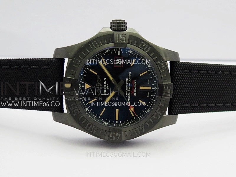 Avenger BlackBird 44mm DLC GF 1:1 Best Edition Titanium Case Black Dial On Black Nylon Strap A2824 V4
