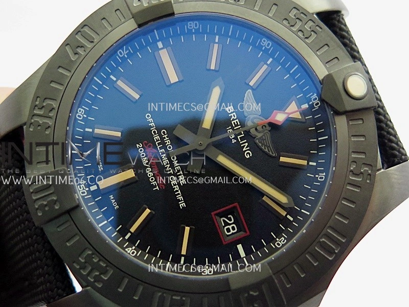 Avenger BlackBird 44mm DLC GF 1:1 Best Edition Titanium Case Black Dial On Black Nylon Strap A2824 V4