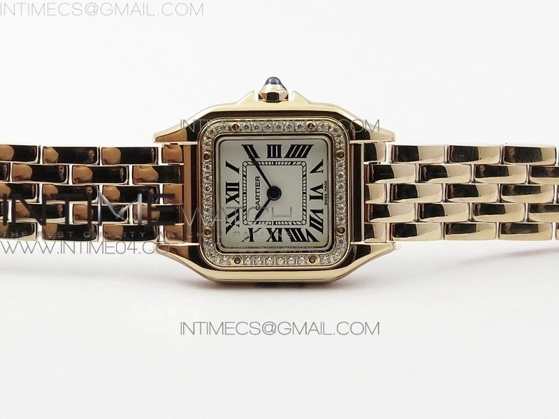 Panthère Secrete Ladies 22mm Diamond Bezel RG 8848F 1:1 Best Edition White Dial on RG Bracelet Ronda Quartz