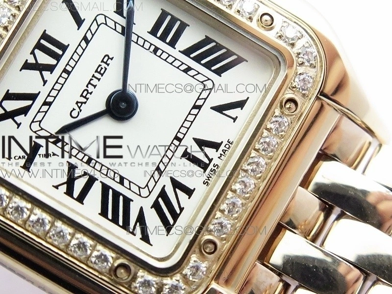 Panthère Secrete Ladies 22mm Diamond Bezel RG 8848F 1:1 Best Edition White Dial on RG Bracelet Ronda Quartz